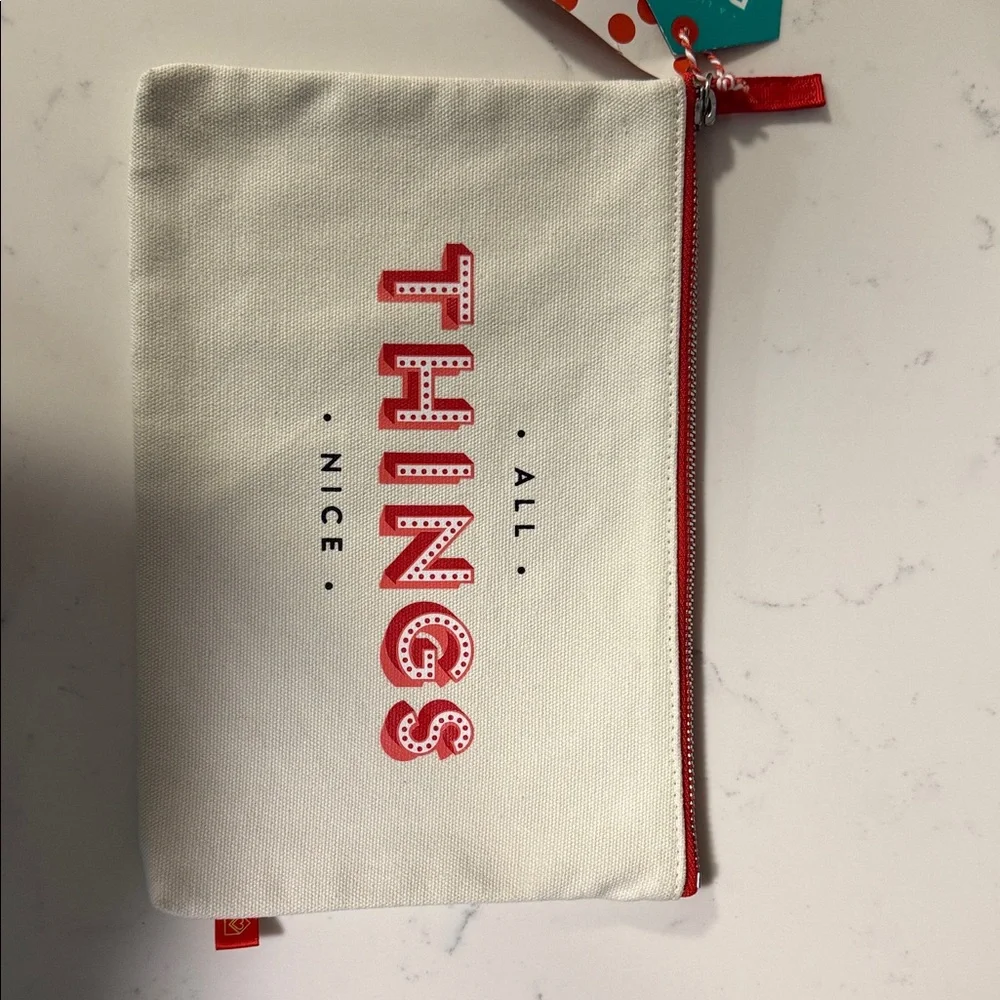 All Things Nice Makeup Organizer Pouch - Red and White